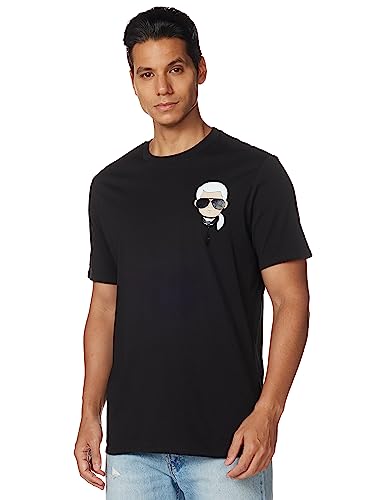 Karl Lagerfeld Paris mens Classic Karl Character Short Sleeve Crew Neck T-shirt T Shirt, Black, Small US