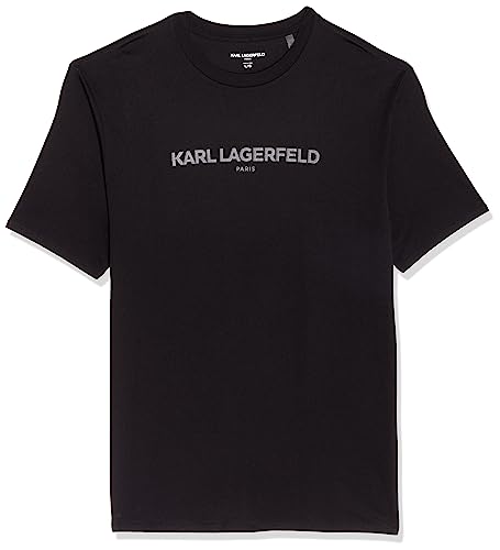 Karl Lagerfeld Paris mens Logo Short Sleeve Crew Neck T-shirt T Shirt, Black, Large US