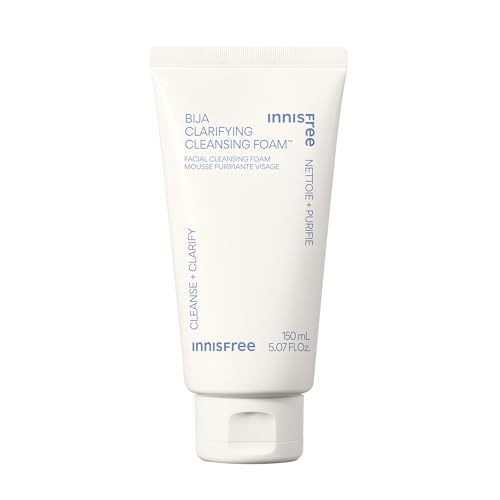 innisfree Bija Clarifying Foam Cleanser with Salicylic Acid & Castor Oil, Korean Skincare, Gentle Face Wash, Sulfate-Free Formula