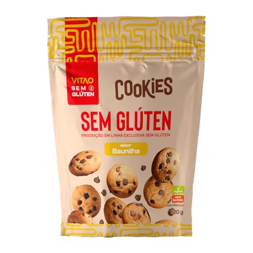 Cookies Sem Glúten Sabor Baunilha Natural Vitao 120g - Biscoito Crocante Sem Açúcar Refinado Lanche Saudável para Crianças