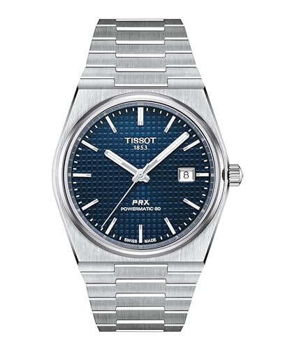 Tissot PRX Swiss Automatic Watch for Men, Blue Dial, Stainless Steel, 40 mm Case, T1374071104100