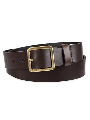 Levi's Women's Casual Leather Square Buckle – Stylish Jeans & Dress Belt (Regular & Plus Sizes), Brown Elevated, Medium