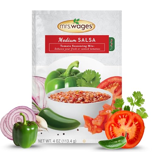 Mrs. Wages Medium Salsa Canning Mix, Easy-To-Use, Simple Homemade Salsa, Flavorful Spice, Enhance Your Tomatoes, 4 oz Packet (Value Pack Of 6)
