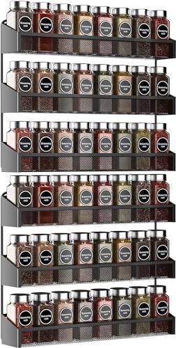 AULEDIO 2 Pack Spice Rack Organizer, 3 Tier Counter-top Stand or Wall Mounted Storage Rack Hanging Shelf for Kitchen Cab