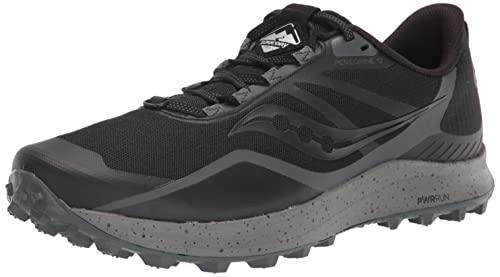 Saucony Men's Peregrine 12 Trail Running Shoe, Black/Charcoal, 10.5