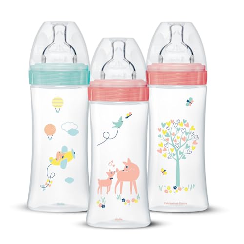 🔥 STARKER PREIS (-56%) Dodie Babyflaschen, Antikolik Sensation+, für Mädchen, 330 ml, +6 Monate, flacher Sauger, Fluss 3, 3er-Set, 3 Stück