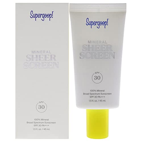 Supergoop! Mineral Sheerscreen SPF 30 PA+++, 1.5 fl oz - Mineral, Broad Spectrum Face Sunscreen + Primer + Helps Filter Blue Light - Satin Finish - For All Skin Types
