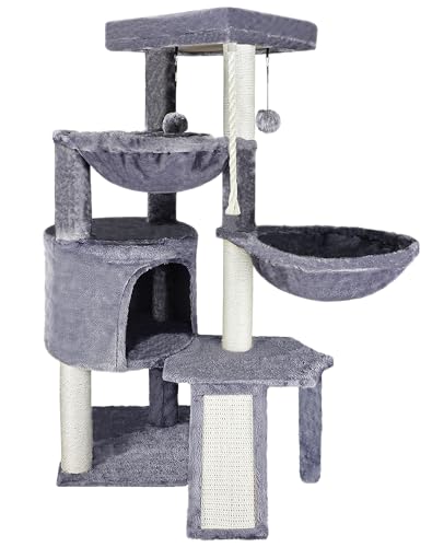 Xin Three Layer Cat Tree with Cat Condo and Two Hammocks,GreyAmazon Basics Cat Tree for Indoors Cats, Multi-Level Cat T