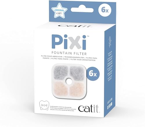 Catit PIXI Genuine Replacement Water Fountain Filter Cartridges, 6 Pack