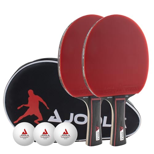 (-30%) JOOLA Tischtennis Set Duo PRO 2 Tischtennisschläger + 3 Tischtennisbälle + Tischtennishülle, rot/schwarz, 6-teilig