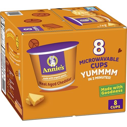 Annie's Real Aged Cheddar Microwave Mac & Cheese with Organic Pasta, 8 Ct, 2.01 OZ Cups