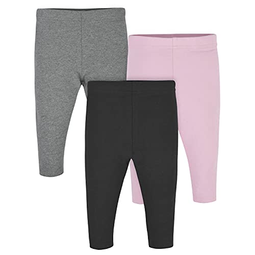 Gerber Baby Girls' Toddler 3-Pack Premium Leggings, Pink/Black, 18 Months