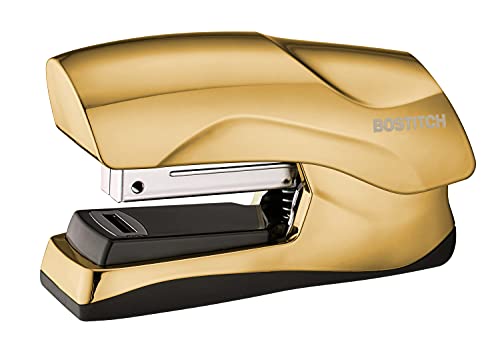 Bostitch Office Heavy Duty Stapler, 40 Sheet Capacity, No Jam, Half Strip, Fits into the Palm of Your Hand, For Classroom, Office or Desk, Gold Chrome