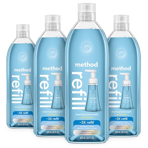 Method Foaming Hand Soap Refill, Sea Minerals, Recyclable Bottle, Biodegradable Formula, 28 fl oz (Pack of 4) (Packaging May Vary)