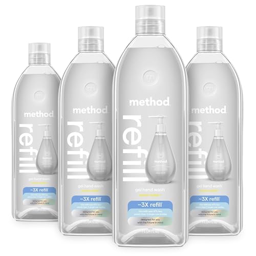 Method Gel Hand Soap Refill, Sweet Water, Recyclable Bottle, Biodegradable Formula, 34 oz (Pack of 4) (Packaging May Vary)