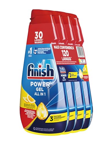 (-36%) Finish Powergel Flüssigwaschmittel für die Spülmaschine, multifunktional, entfettende Wirkung, Zitronengel, 120 Waschgänge, 4 Packungen mit je 30 Wäschen