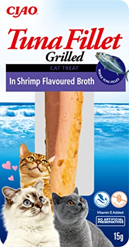 Grilled Tuna Fillet in Shrimp Flavoured Broth by Inaba - 1Pack 15g / Cat Treat, Delicious & Healthy Snack, Food Topper, Pill Assist, Training Treat, Natural, Grain Free