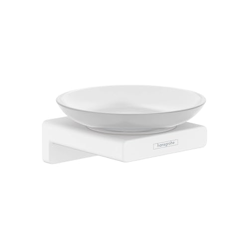 (-10%) hansgrohe AddStoris - Seifenschale, Seifenablage für Wandmontage, verdeckte Befestigung, Badezimmer Zubehör, Mattweiß, 41746700
