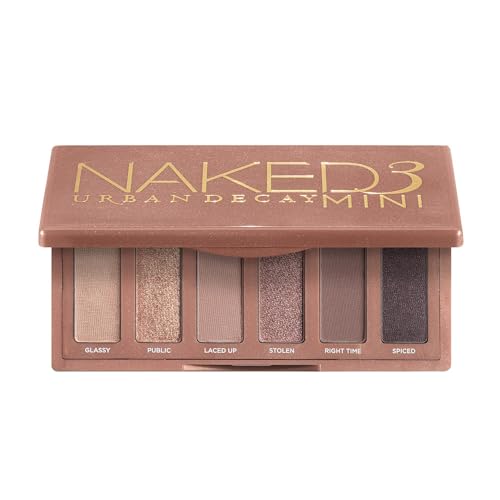 URBAN DECAY Naked 3 Mini Eyeshadow Palette - 6 Soft Pink Shadows, Multi-Use Matte & Shimmer Finishes, Ultra-Blendable Everyday Rosy Neutrals, Long-lasting Up to 12HR Wear, Travel Makeup with Mirror