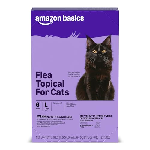 Amazon Basics Topical Flea Treatment for Large Cats (Over 9 Pounds), 6 Count (Previously Solimo