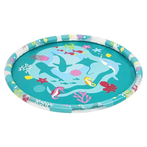 Bestway Sprinkler Splash Pad, Kids Outdoor Garden Paddling Pool, Marine-Life Ocean Print Splash Pad Sprinkler, Ages 2+