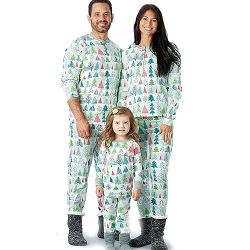 HonestBaby Family Matching Holiday Pajamas Organic Cotton for Men, Women, Kids, Toddlers, Baby Boys, Girls, Unisex Pets, Feelin' Pine, Medium