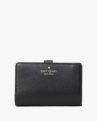 kate spade new york Leila Pebbled Leather Medium Compact Bifold Wallet, Black