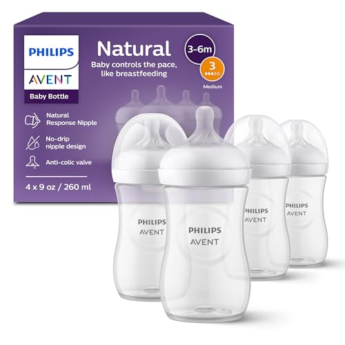 Philips Avent Natural Baby Bottles 9oz 4-Pack Flow 3