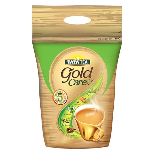 Tata Tea Gold Care 1kg, Rich in Taste, Goodness of Elaichi, Ginger, Tulsi, Brahmi & Mulethi, Black Tea, Loose Leaves