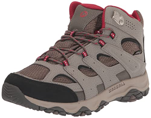 Merrell Unisex Kid's Moab 3 Mid Waterproof Hiking Shoe, Boulder/RED, 5.5 Medium
