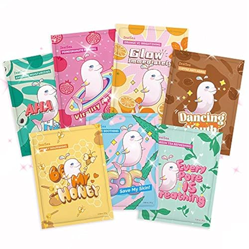 ZealSea Face Masks Skincare, Facial Masks for Women Skin Care, Sheet Masks Beauty with Natural Ingredients, Birthday Party Spa Gift for Kids Teens Girls, Hydrate and Soothe for All Skin Types 7 Pack