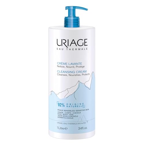 Uriage Cleansing Cream - Face & Body Moisturizing Cleanser With Shea Butter, Brings Instant & Long-lasting Comfort to Sensitive & Very Dry Skin - Whole Family Format, Babies, Children & Adults - 1L