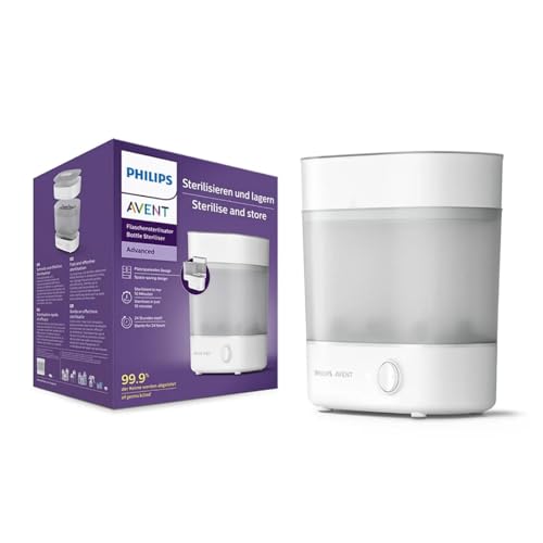 Philips Avent Sterilizer| Babies Fall Ill Less in Philips Avent Sterilizer Homes & get 2X Better Germ Protection vs Boiling*| Kills 99.9%** Germs in 1