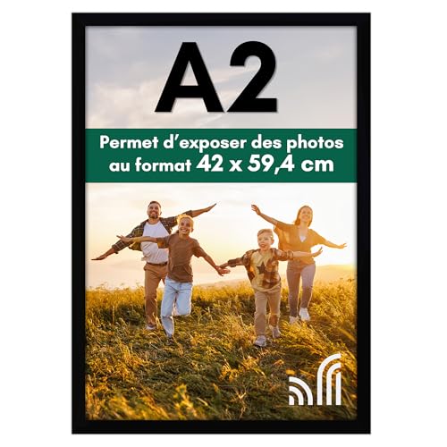 Americanflat A2 Picture Frame with Polished Plexiglass - 16.5x23.4 Frame with Engineered Wood - Signature Collection - A2 Frames for Wall Display - Black