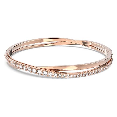 (-49%) Swarovski Hyperbola Armband, Weißer und Rosé Vergoldeter Damenarmreif mit Strahlenden Swarovski Kristallen