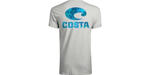 Costa Del Mar Mens Mossy Oak Coastal Short Sleeve Crewneck T Shirt, Heather Grey, X-Large US