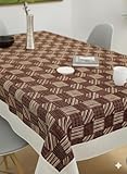 CASANEST 24 Seater PVC Table Cover Beige Brown Squares Anti Slip 40x60 Inches