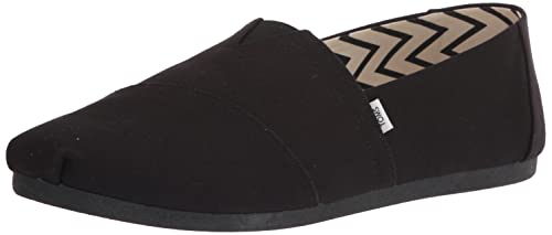 TOMS Men's Alpargata Loafer Flat, Black/Black Recycled Cotton Canvas, 10