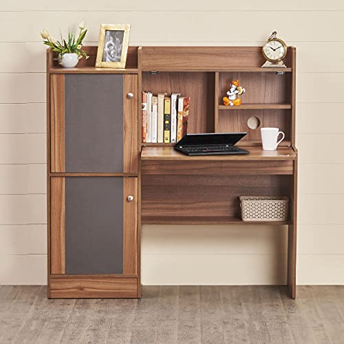 Home Centre | Quadro NXT Study Desk with Flap | Engineered Wood, Walnut Finish | Brown