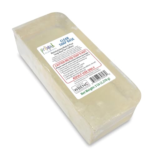 Primal Elements Clear Soap Base - Moisturizing Melt and Pour Glycerin Soap Base for Crafting and Soap Making, Easy to Cut, Unscented - 5 Pound