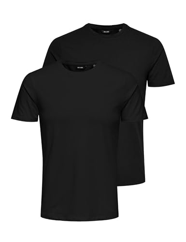 (-11%) ONLY & SONS Mens Black O-Neck