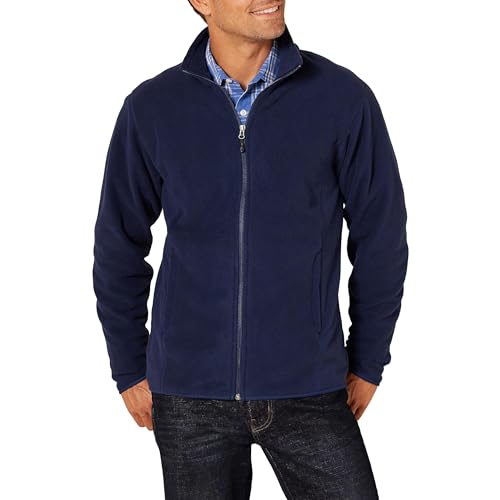Amazon Essentials Men's Full-Zip Fleece Jacket (Available in Big & Tall), Navy, Large