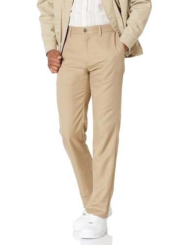 Amazon Essentials Men's Slim-Fit Flat-Front Dress Pant, Khaki Brown, 34W x 32L