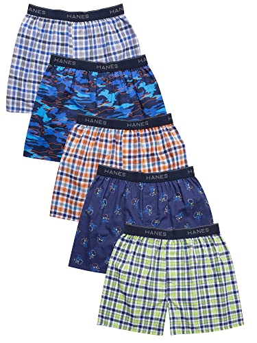 Hanes Boys' 5-Pack Boxer (Colors May Vary), 5 Pack-Assorted 1, X-Large