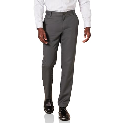 Amazon Essentials Men's Slim-Fit Flat-Front Dress Pant, Dark Grey, 42W x 30L