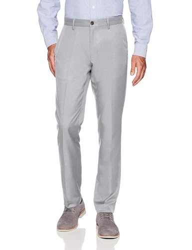 Amazon Essentials Men's Slim-Fit Flat-Front Dress Pant, Light Grey, 32W x 34L