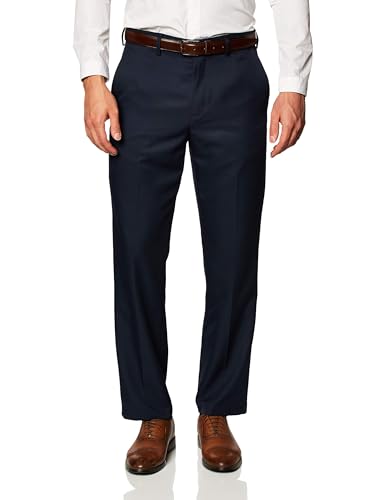 Amazon Essentials Men's Classic-Fit Expandable-Waist Flat-Front Dress Pant, Navy, 42W x 30L
