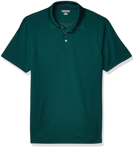 Amazon Essentials Men's Golf Polo Shirt, Short Sleeve, Slim-Fit, Quick-Dry, Dark Green, X-Large