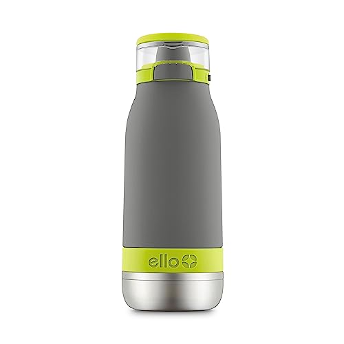 Ello Emma 14oz Vacuum Insulated Stainless Steel Kids Water Bottle with Straw and Built-in Carrying Handle and Leak-Proof Locking Lid for School Backpack, Lunchbox and Outdoor Sports, Green