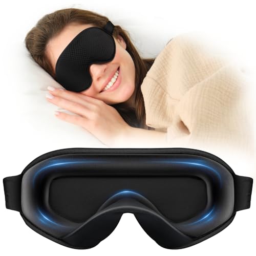 WAOAW Sleep Mask for Men Women: Blackout Eye Masks for Sleep - 3D Breathable Soft Comfortable Eye Mask for Travel - Adjustable Light Blocking Night Masks for Sleeping